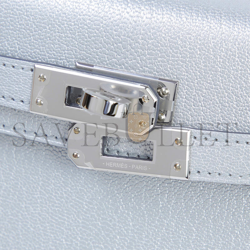 H**me5 mini kelly silver metallic argent chamkila palladium hardware (19*12*5.5cm)